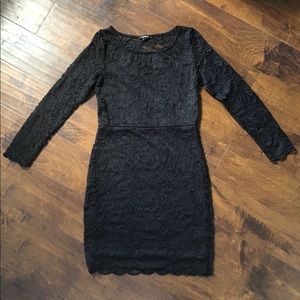 Black lace mini dress